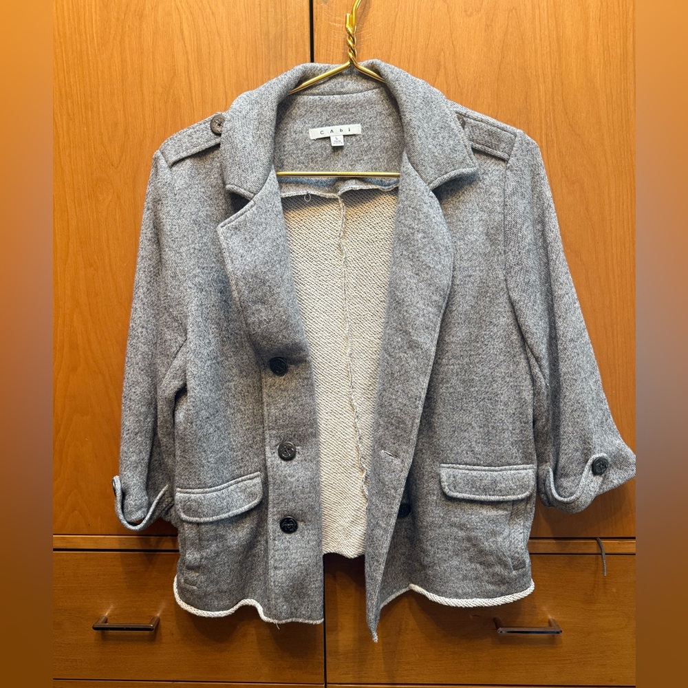 CAbi Gray Wool-Blend Blazer